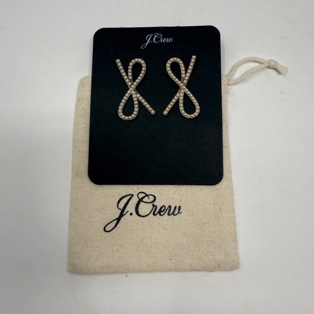 NWT J.Crew Pearl Bow Earrings - Picture 4 of 6